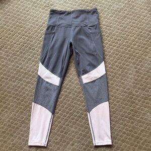 Athleta Gray and Pink Colorblock Leggings